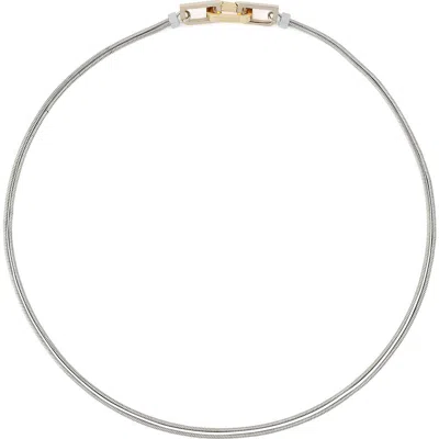 Allsaints Hex Link Multilayer Necklace In Silver
