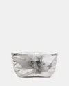 Allsaints Hex Snake Effect Leather Pouch In Gunmetal Grey