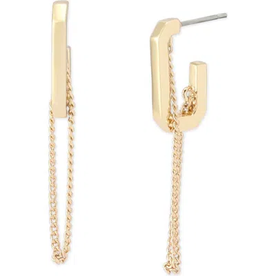 Allsaints Hex Swag Huggie Hoop Earrings In Shiny Gold