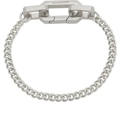 Allsaints Hexagon Link Curb Chain Bracelet In Brown