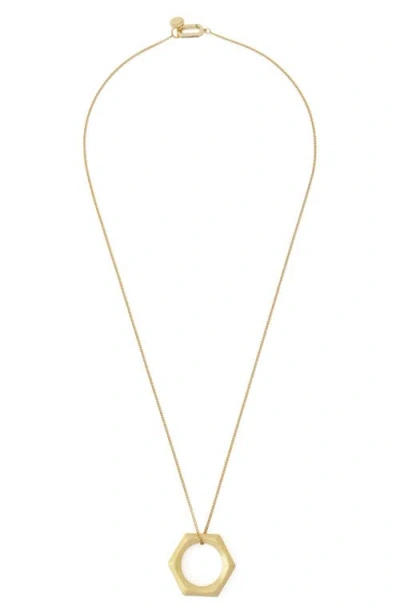 Allsaints Hexagon Pendant Necklace In Gray
