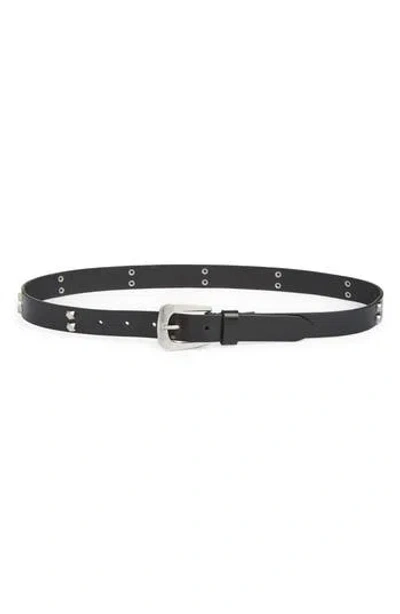 Allsaints Hexagon Studded Leather Belt In Black