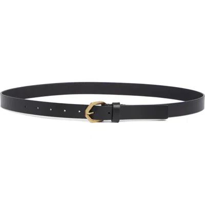 Allsaints Hexagonal Buckle Belt In Black / Antique Brass