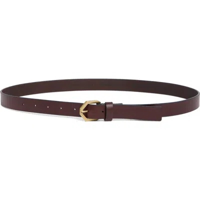 Allsaints Hexagonal Buckle Belt In Brown / Antique Brass