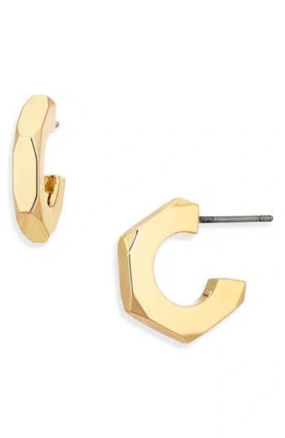 Allsaints Hexagonal Huggie Hoop Earrings In Gold