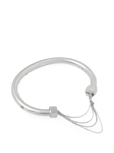 Allsaints Hex-nut Draped-chain Bracelet In Silver