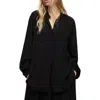 Allsaints Hezzy Gathered Neck Tunic Blouse In Black