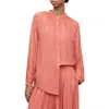 Allsaints Hezzy Gathered Neck Tunic Blouse In Tainted Pink