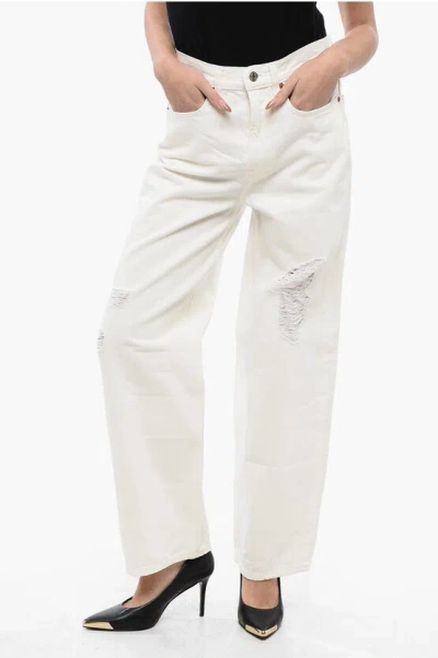 Allsaints High Waist Distressed Effect Wide Leg Jayce Jeans 23cm In White