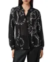 Allsaints Womens Flight Black Hilda Graphic-print Long-sleeve Woven Shirt In Black