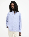 Allsaints Hillview Striped Relaxed Fit Shirt In Daisy Wht/sur Blue