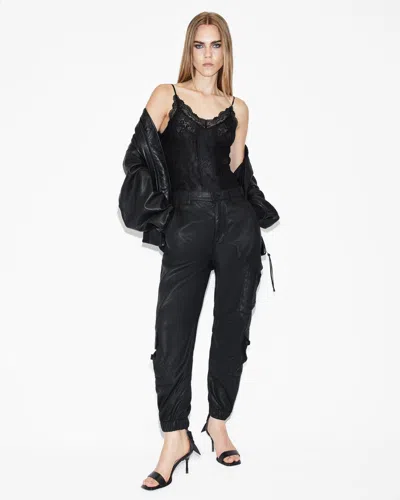 Allsaints Himari Coated Relaxed Fit Cargo Trousers In Coated Black