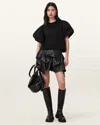 Allsaints Hitch Leather Mini Skirt In Black