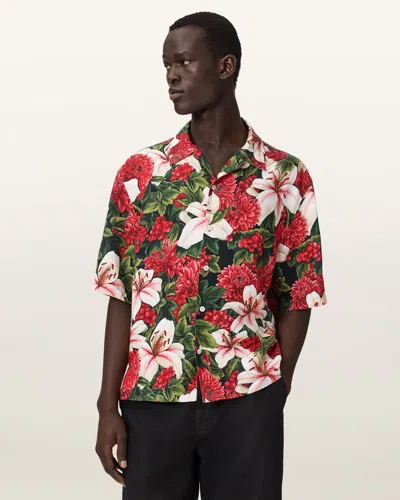 Allsaints Hokkaido Short Sleeve Linen Blend Shirt In Multi