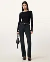 Allsaints Hollis Slim Flocked Denim Bootcut Jeans In Washed Black