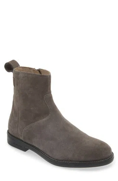 Allsaints Hollow Zip Leather Boot In Grey
