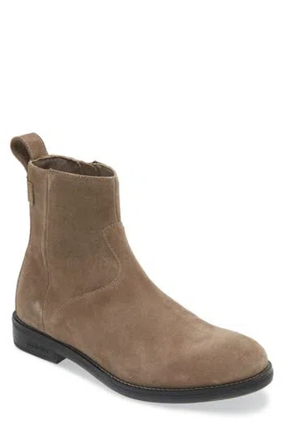 Allsaints Hollow Zip Leather Boot In Taupe
