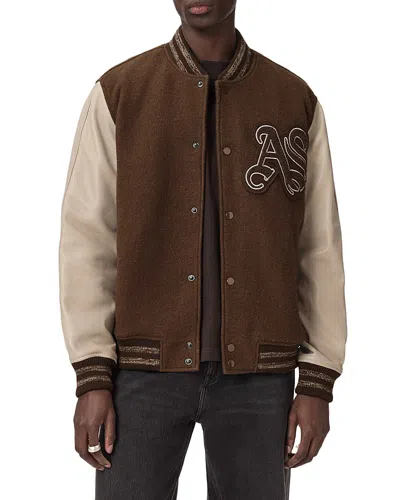 Allsaints Holloway Bomber Jacket In Brown