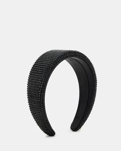 Allsaints Holly Silk Embellished Headband In Black