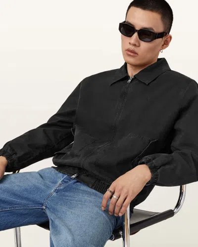Allsaints Holman Ramskull Cropped Jacket In Black