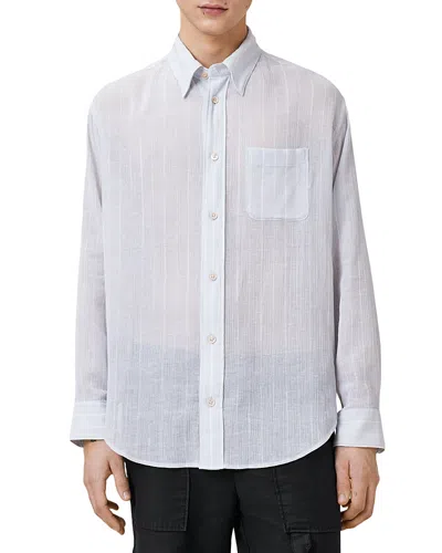 Allsaints Holme Oversized Fit Button Front Shirt In Willow Blue