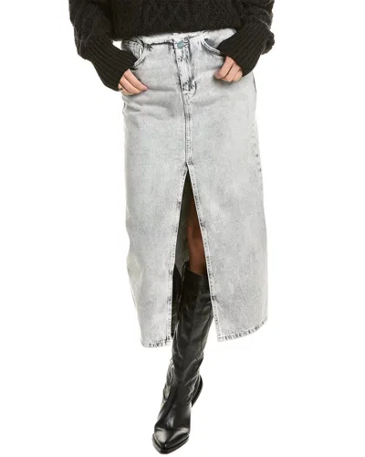 Allsaints Honor Maxi Denim Skirt In Acid Wash-gray In Grey