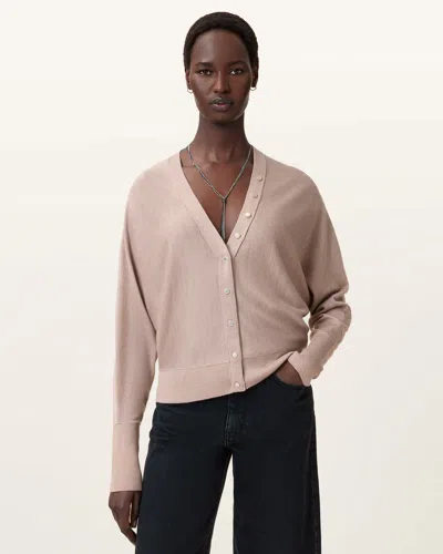Allsaints Honor V Merino Wool Cardigan In Neutral