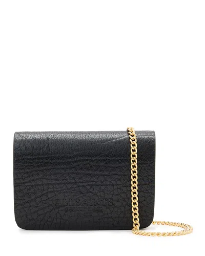 Allsaints Honore Grained Card Holder Crossbody In Black