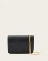 Allsaints Honore Grained Card Holder Crossbody In Black