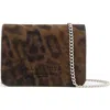 Allsaints Honore Leopard Suede Cardholder In Brown