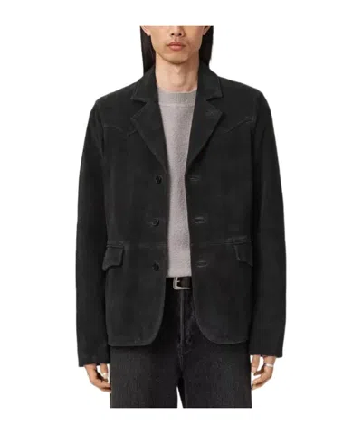 Allsaints Hornett Buttoned Panelled Blazer In Black