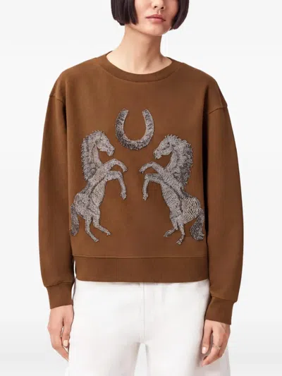 Allsaints Horse-motif Sweatshirt In Brown