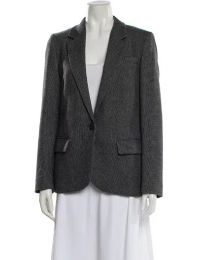 Pre-owned Allsaints Houndstooth Print Blazer In Gray