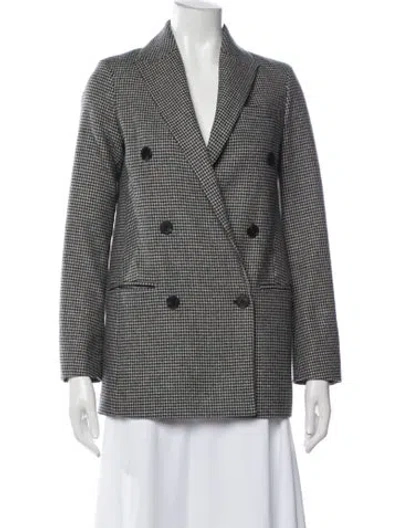 Pre-owned Allsaints Houndstooth Print Blazer In Grey