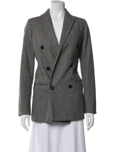 Pre-owned Allsaints Houndstooth Print Blazer In White