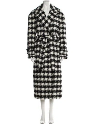 Pre-owned Allsaints Houndstooth Print Coat In Black
