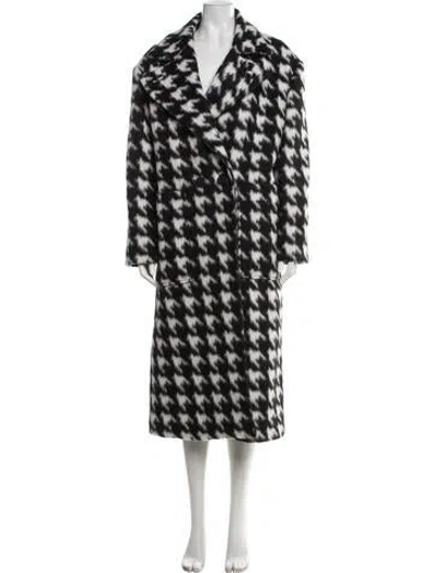 Pre-owned Allsaints Houndstooth Print Coat In Black