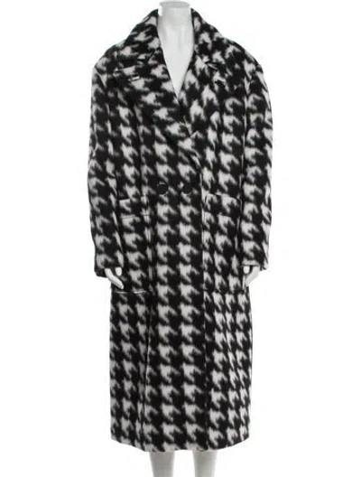 Pre-owned Allsaints Houndstooth Print Faux Fur Coat W/ Tags In Black