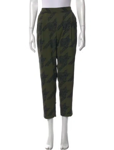 Pre-owned Allsaints Houndstooth Print Straight Leg Pants In Green