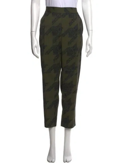 Pre-owned Allsaints Houndstooth Print Straight Leg Pants In Green