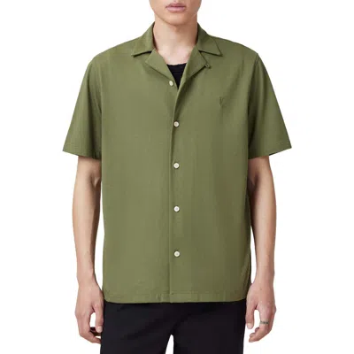 Allsaints Hudson Camp Shirt In Eden Green