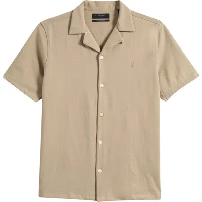 Allsaints Hudson Camp Shirt In Pebble Brown