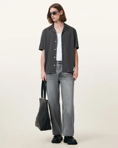 Allsaints Hudson Relaxed Fit Ramskull Shirt In Carter Grey