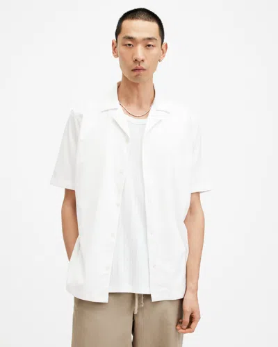 Allsaints Hudson Relaxed Fit Ramskull Shirt In Cliff White