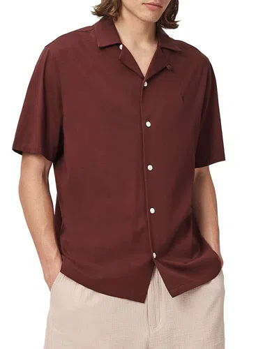 Allsaints Hudson Short Sleeve Button Down Shirt In Burgundy