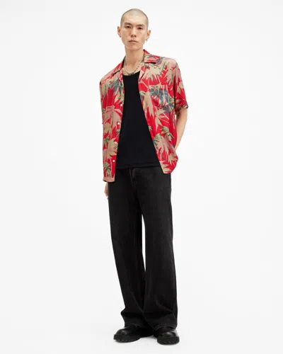 Allsaints Hudsony Relaxed Fit Printed Shirt In Scarlett Red