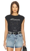 Allsaints Womens Washed Black Hunter Graphic-print Relaxed-fit Cotton Tank In 洗水黑