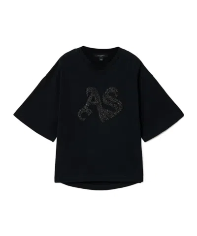 Allsaints Cotton Icon Amelie Oversized Embellished T-shirt In Black