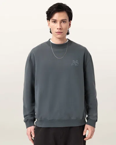 Allsaints Icon Oversized Crew Neck Sweatshirt In Gray