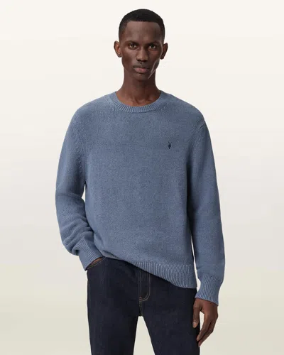 Allsaints Iconic Oversized Cotton Crew Neck Sweater In Blue